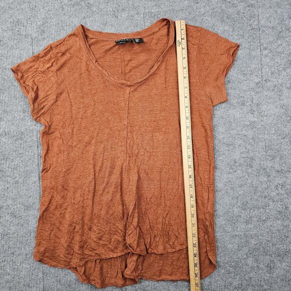 Tahari Shirt Womens Medium Linen Short Sleeve V Neck Lightweight Summer Coastal - Picture 4 of 5